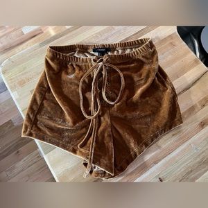 Velvet lace up booty shorts